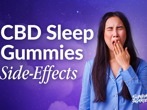 A woman yawns showing the side effects of CBD sleep gummies