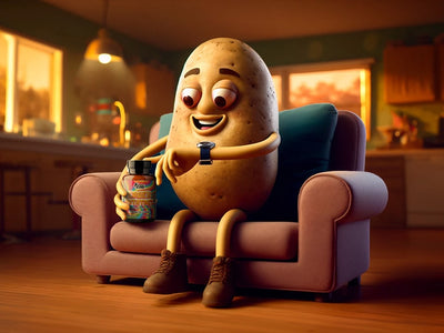 An animated couch potato checks it's watch wondering how long THC gummies last
