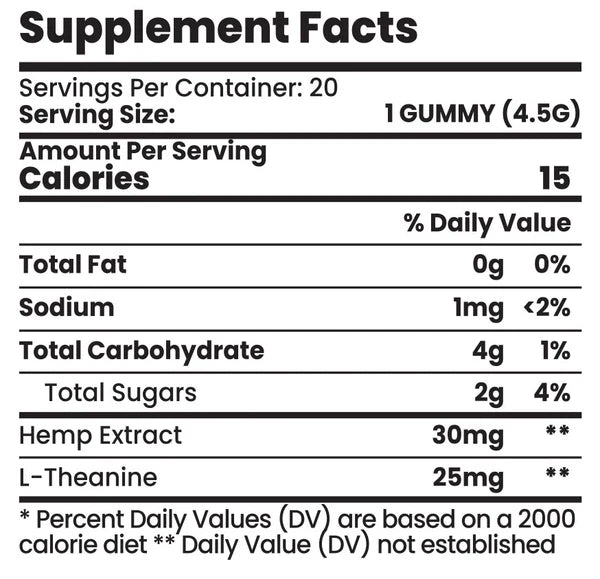 5mg Delta-9 Gummies Nutrition Label