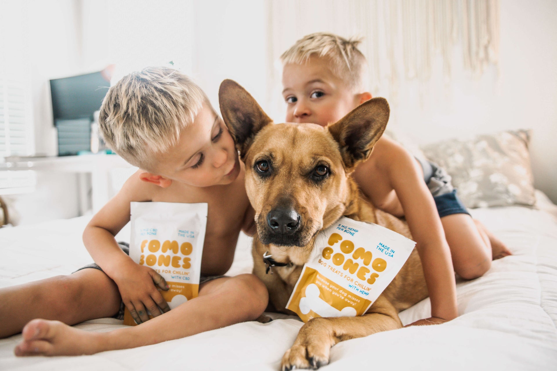 Sunday Scaries FOMO Bones CBD dog treats are perfect for dogs that get nervous around kids