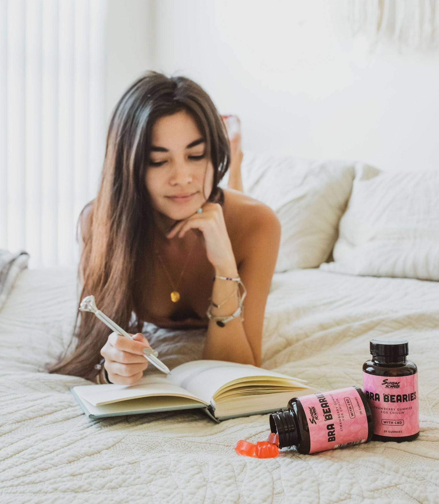 Sunday Scaries Bra Bearies strawberry CBD gummies are best taken before you need to study for a test because they allow you to focus while also remaining calm