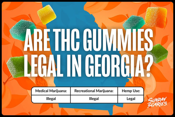 A chart showing the legality of THC gummies in Georgia for both hemp and marijuana