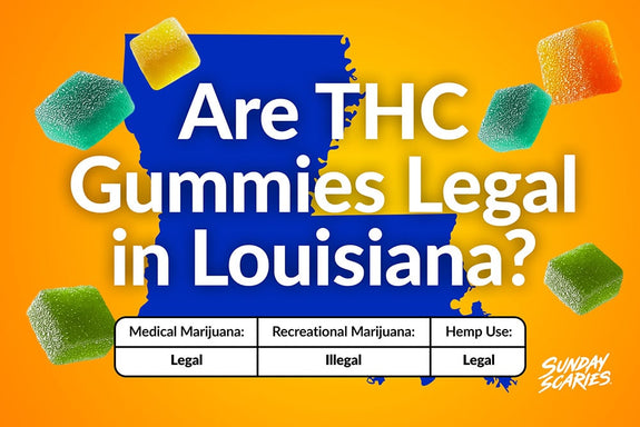 A chart showing whether THC gummies are legal in Louisiana for medical marijuana, recreational marijuana and hemp use