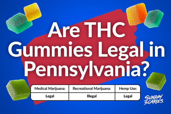 A graph showing the legality of THC gummies in Pennsylvania for both marijuana and hemp types