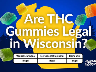 A chart showing the legality of THC gummies in Wisconsin, for both hemp-derived and marijuana-derived THC Gummies