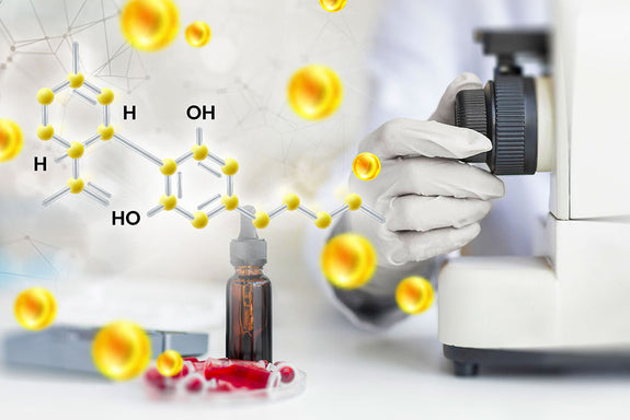 The chemical structure of CBD in a science lab showing if it shows up on a drug test