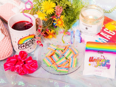 An photo of Sunday Scaries along with some homemade weed gummies showing how to make weed gummies