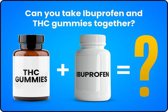 An image of two bottles showing whether you can take ibuprofen and thc gummies together