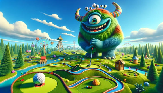 A Sunday Scaries monster gets some fresh air and plays mini-golf showing things to do on a Sunday afternoon 