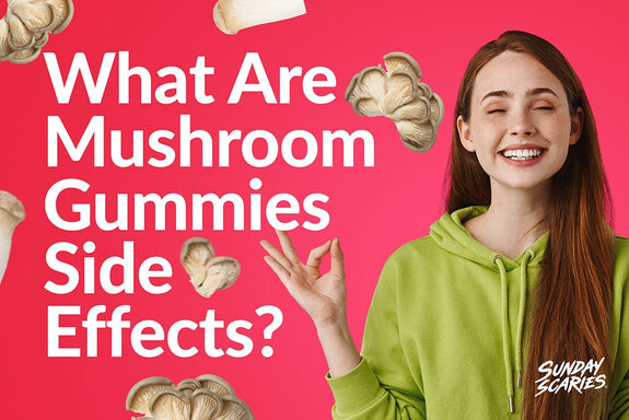 A woman vibes out showing the mushroom gummies side effects